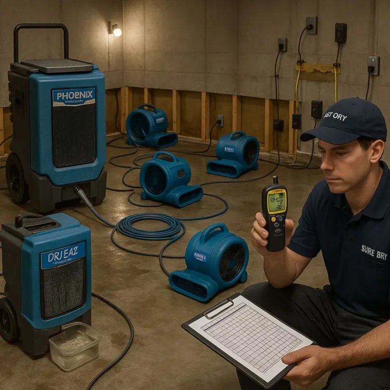 Structural Drying and Dehumidification process in West Wyomissing, PA